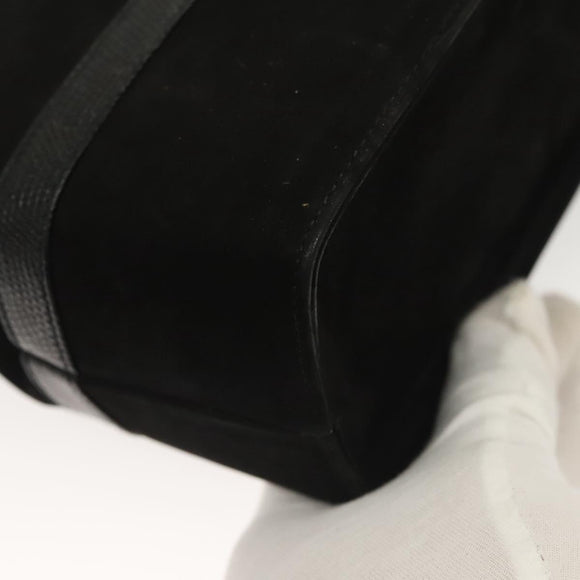 Salvatore Ferragamo Gancini Shoulder Bag Suede Black Gold Auth 127796