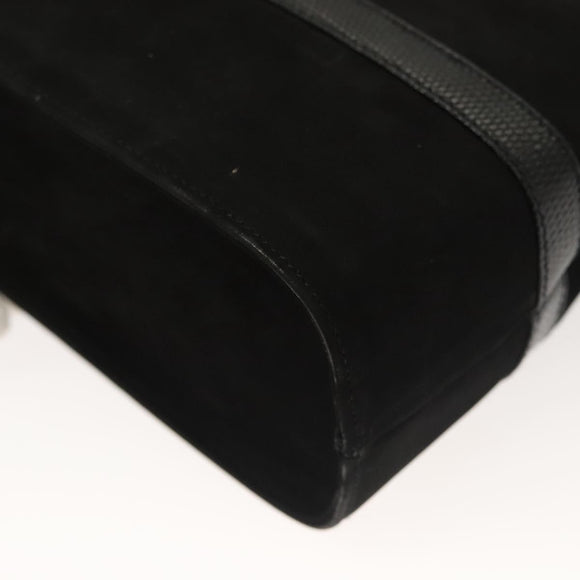 Salvatore Ferragamo Gancini Shoulder Bag Suede Black Gold Auth 127796