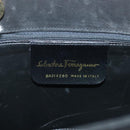 Salvatore Ferragamo Gancini Shoulder Bag Suede Black Gold Auth 127796-12