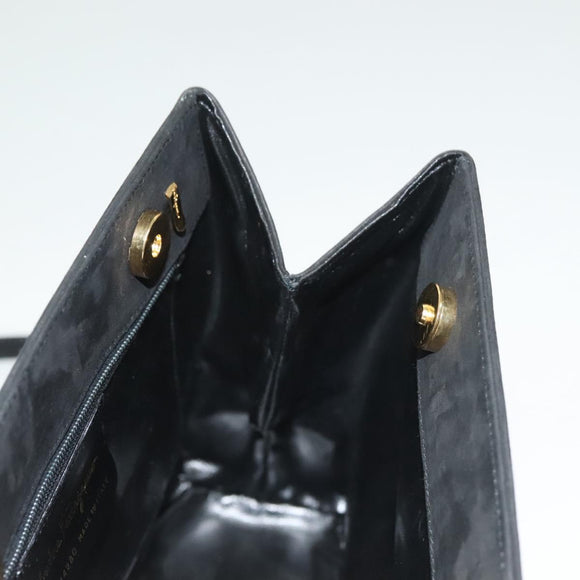 Salvatore Ferragamo Gancini Shoulder Bag Suede Black Gold Auth 127796