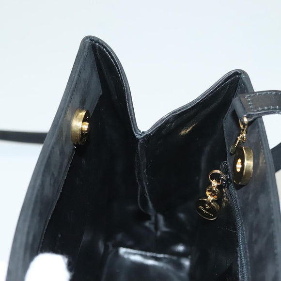 Salvatore Ferragamo Gancini Shoulder Bag Suede Black Gold Auth 127796