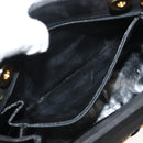 Salvatore Ferragamo Gancini Shoulder Bag Suede Black Gold Auth 127796-11