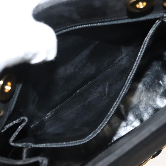 Salvatore Ferragamo Gancini Shoulder Bag Suede Black Gold Auth 127796