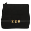 Salvatore Ferragamo Gancini Shoulder Bag Suede Black Gold Auth 127796-13