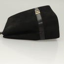 Salvatore Ferragamo Gancini Shoulder Bag Suede Black Gold Auth 127796-4