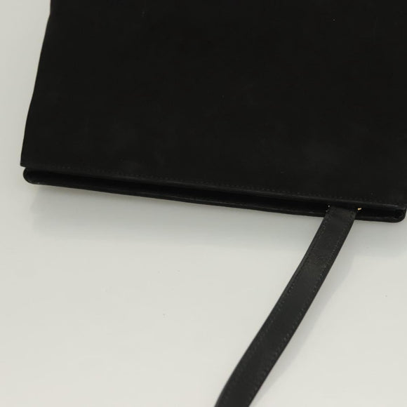 Salvatore Ferragamo Gancini Shoulder Bag Suede Black Gold Auth 127796