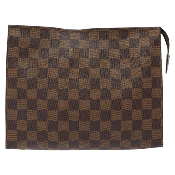LOUIS VUITTON Damier Ebene Poche Toilette 26 Pouch N47543 LV Auth 127802