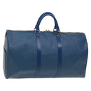 LOUIS VUITTON Epi Keepall 50 Boston Bag Blue M42965 LV Auth 127810-1