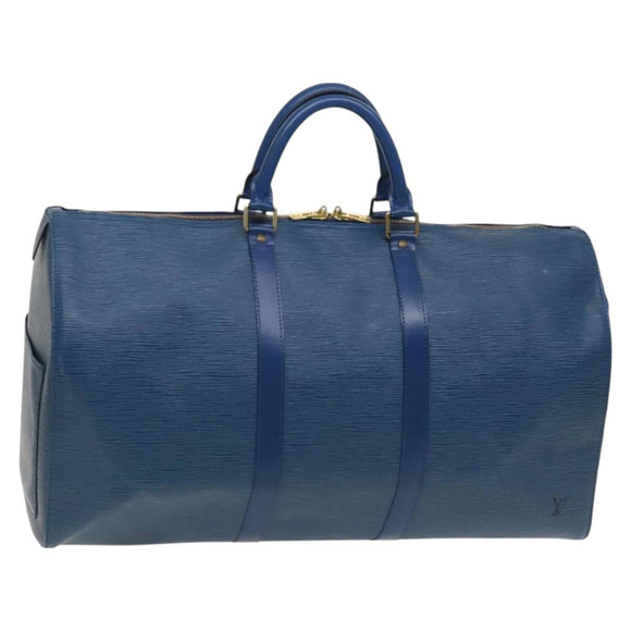 LOUIS VUITTON Epi Keepall 50 Boston Bag Blue M42965 LV Auth 127810
