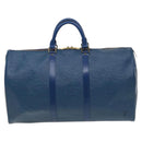 LOUIS VUITTON Epi Keepall 50 Boston Bag Blue M42965 LV Auth 127810-13