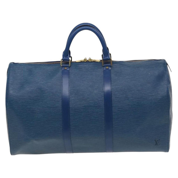 LOUIS VUITTON Epi Keepall 50 Boston Bag Blue M42965 LV Auth 127810