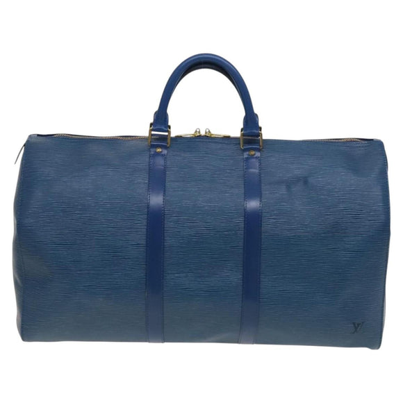 LOUIS VUITTON Epi Keepall 50 Boston Bag Blue M42965 LV Auth 127810