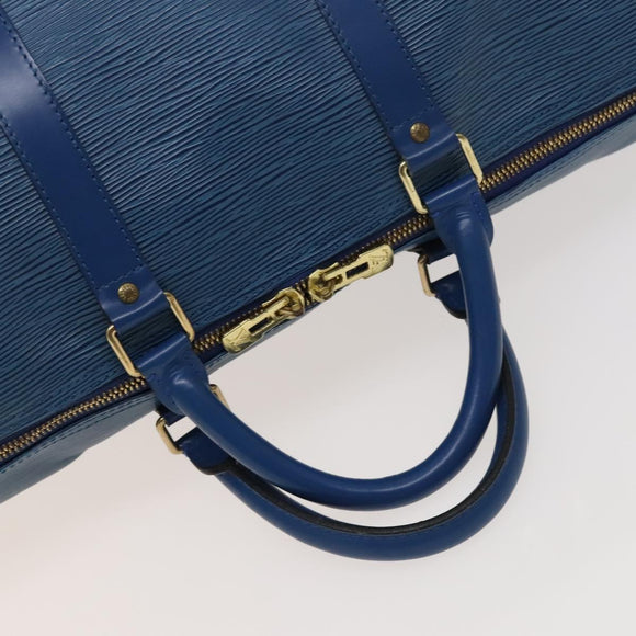 LOUIS VUITTON Epi Keepall 50 Boston Bag Blue M42965 LV Auth 127810