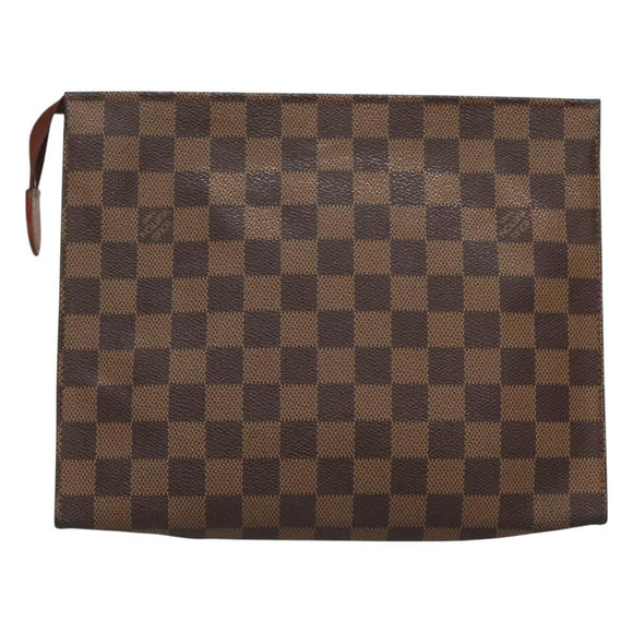LOUIS VUITTON Damier Ebene Poche Toilette 26 Pouch N47543 LV Auth 127811