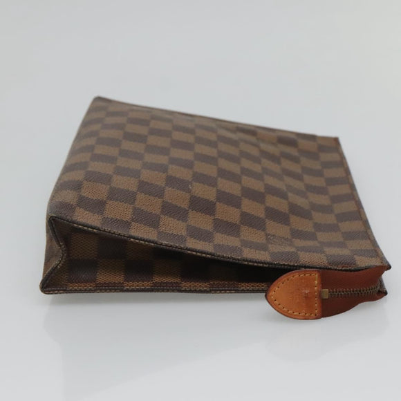 LOUIS VUITTON Damier Ebene Poche Toilette 26 Pouch N47543 LV Auth 127811