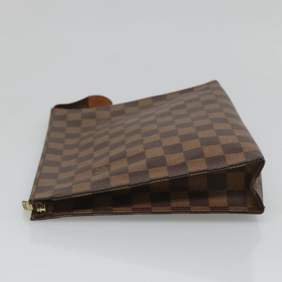 LOUIS VUITTON Damier Ebene Poche Toilette 26 Pouch N47543 LV Auth 127811