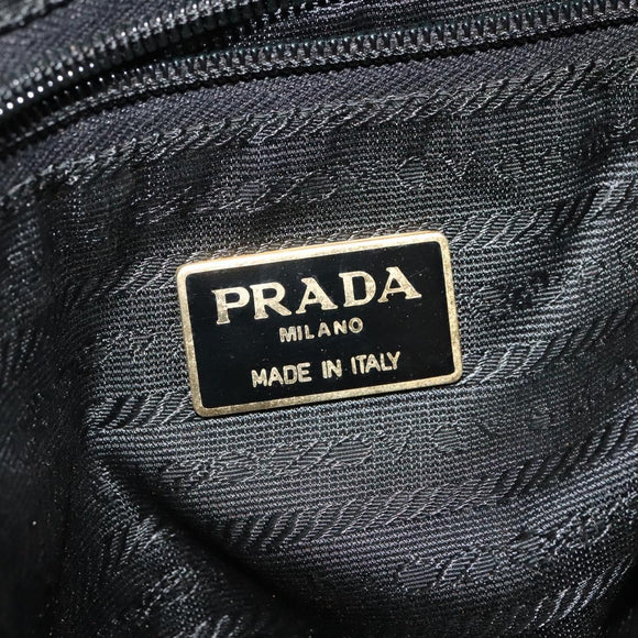 PRADA Chain Shoulder Bag Leather Black Gold Auth 127820