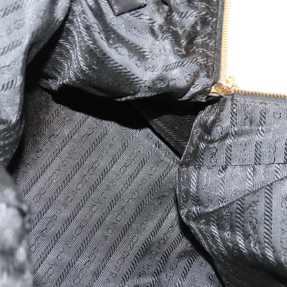 PRADA Chain Shoulder Bag Leather Black Gold Auth 127820