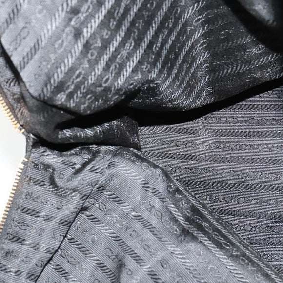 PRADA Chain Shoulder Bag Leather Black Gold Auth 127820