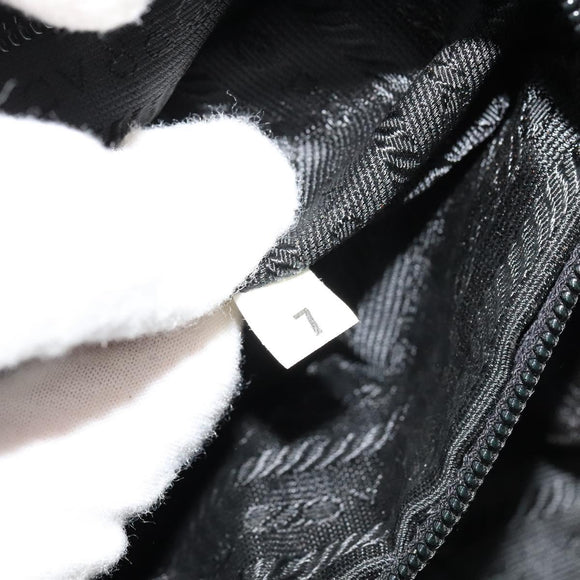 PRADA Chain Shoulder Bag Leather Black Gold Auth 127820