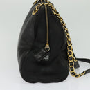 PRADA Chain Shoulder Bag Leather Black Gold Auth 127820-4