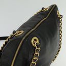 PRADA Chain Shoulder Bag Leather Black Gold Auth 127820-6
