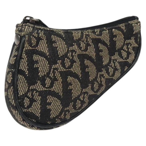 Christian Dior Trotter Canvas Saddle Coin Purse Black Auth 127825
