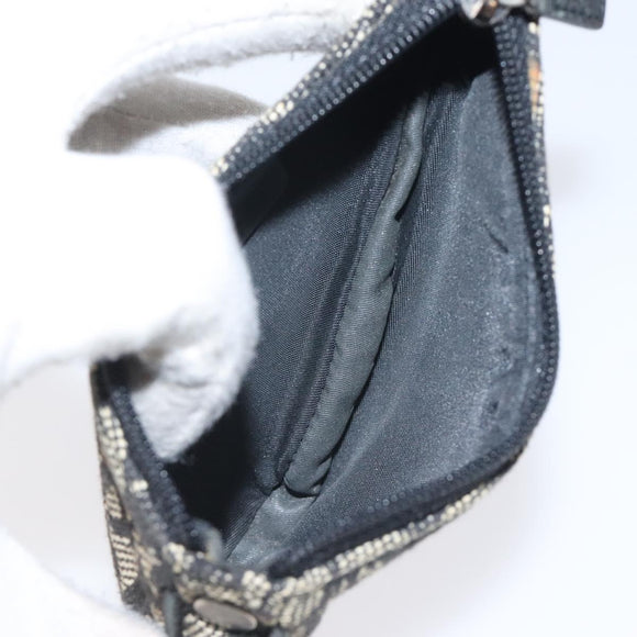 Christian Dior Trotter Canvas Saddle Coin Purse Black Auth 127825