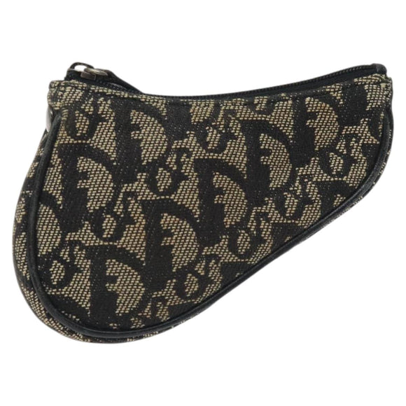 Christian Dior Trotter Canvas Saddle Coin Purse Black Auth 127825