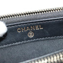 CHANEL Deauville line COCO Mark Chain Wallet Raffia Navy Gold CC Auth 127827-17