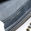 CHANEL Deauville line COCO Mark Chain Wallet Raffia Navy Gold CC Auth 127827-18