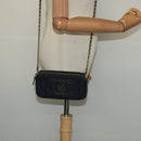 CHANEL Deauville line COCO Mark Chain Wallet Raffia Navy Gold CC Auth 127827-23