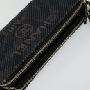 CHANEL Deauville line COCO Mark Chain Wallet Raffia Navy Gold CC Auth 127827-6