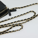 CHANEL Deauville line COCO Mark Chain Wallet Raffia Navy Gold CC Auth 127827-7