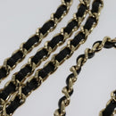 CHANEL Deauville line COCO Mark Chain Wallet Raffia Navy Gold CC Auth 127827-8