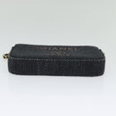 CHANEL Deauville line COCO Mark Chain Wallet Raffia Navy Gold CC Auth 127827-5