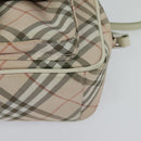 BURBERRY Nova Check Blue Label Shoulder Bag Canvas Pink Silver Auth 127833-11