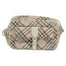 BURBERRY Nova Check Blue Label Shoulder Bag Canvas Pink Silver Auth 127833-2
