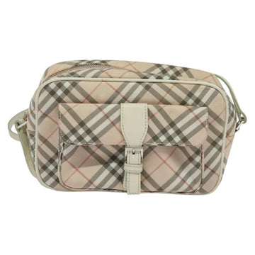 BURBERRY Nova Check Blue Label Shoulder Bag Canvas Pink Silver Auth 127833 - 0