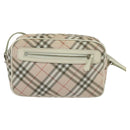 BURBERRY Nova Check Blue Label Shoulder Bag Canvas Pink Silver Auth 127833-3