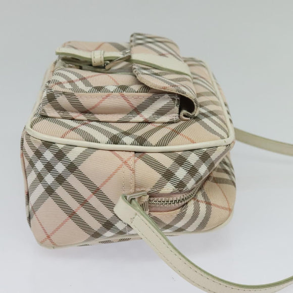 BURBERRY Nova Check Blue Label Shoulder Bag Canvas Pink Silver Auth 127833