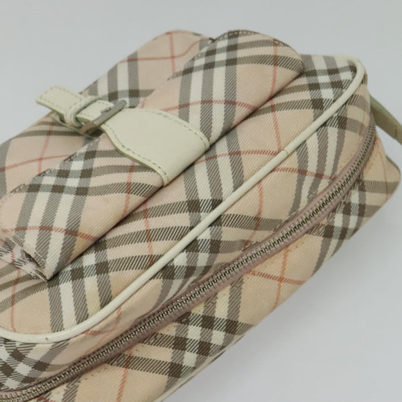 BURBERRY Nova Check Blue Label Shoulder Bag Canvas Pink Silver Auth 127833