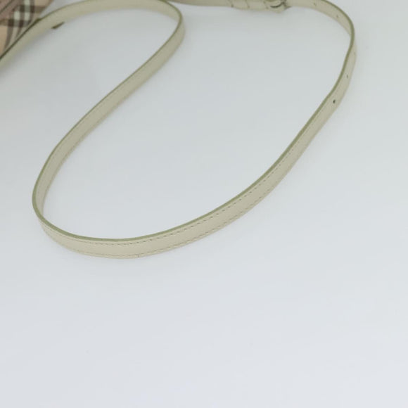 BURBERRY Nova Check Blue Label Shoulder Bag Canvas Pink Silver Auth 127833