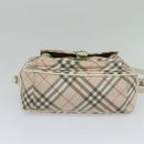 BURBERRY Nova Check Blue Label Shoulder Bag Canvas Pink Silver Auth 127833-9