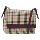 BURBERRY Nova Check Shoulder Bag Canvas Leather Beige Gold Auth 127835-1