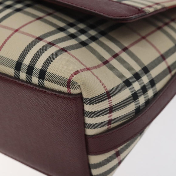 BURBERRY Nova Check Shoulder Bag Canvas Leather Beige Gold Auth 127835