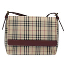 BURBERRY Nova Check Shoulder Bag Canvas Leather Beige Gold Auth 127835-13