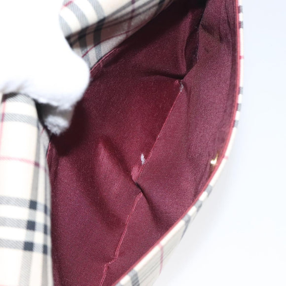 BURBERRY Nova Check Shoulder Bag Canvas Leather Beige Gold Auth 127835