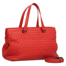 BOTTEGA VENETA INTRECCIATO Hand Bag Leather 2way Red Auth 127841V-1