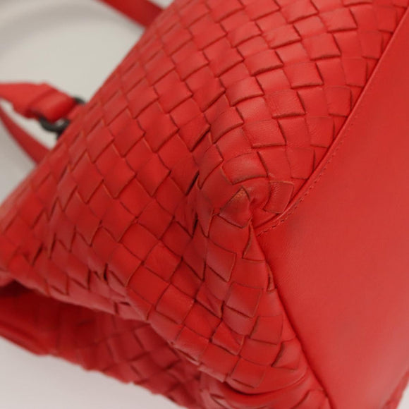 BOTTEGA VENETA INTRECCIATO Hand Bag Leather 2way Red Auth 127841V